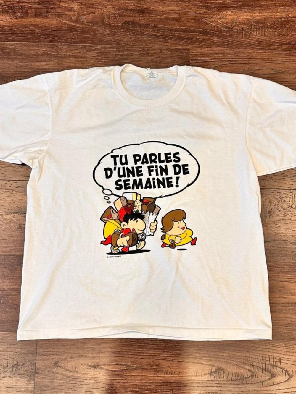 Vintage Original Design Tu Parles D Une Fin De Semaine Single Stitch T Shirt L
